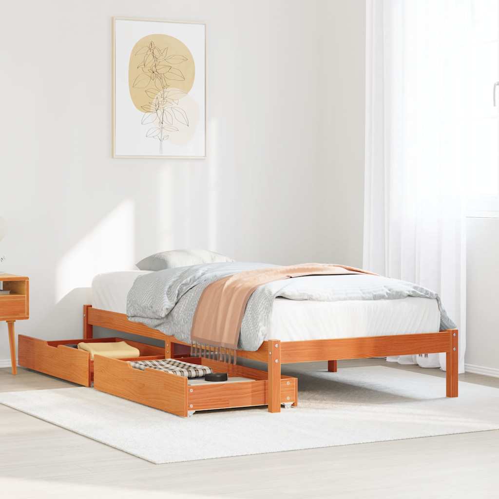 Bedframe zonder matras massief grenenhout wasbruin 90x190 cm is nu te koop bij PeponiXL, paradijselijk wonen!