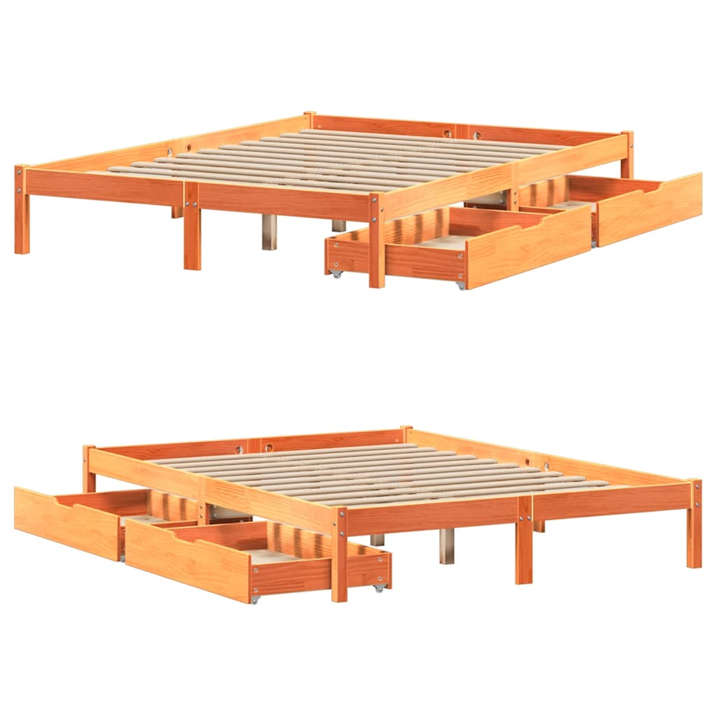 Bedframe zonder matras massief grenenhout wasbruin 120x190 cm is nu te koop bij PeponiXL, paradijselijk wonen!