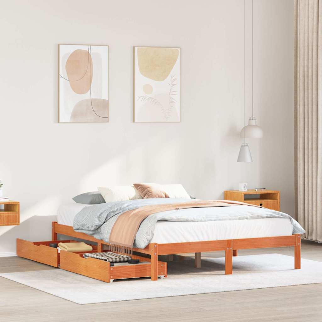 Bedframe zonder matras massief grenenhout wasbruin 120x190 cm is nu te koop bij PeponiXL, paradijselijk wonen!