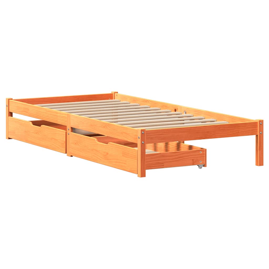 Bedframe zonder matras massief grenenhout wasbruin 90x200 cm is nu te koop bij PeponiXL, paradijselijk wonen!