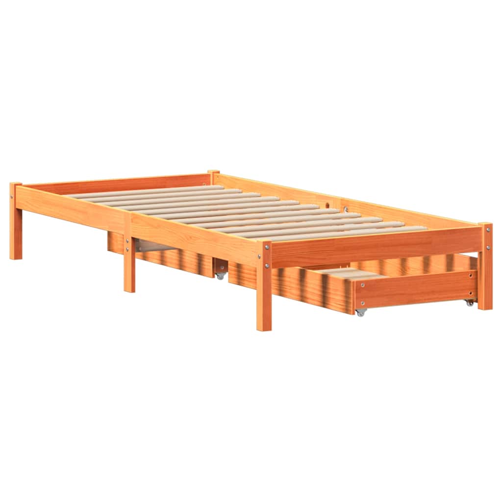 Bedframe zonder matras massief grenenhout wasbruin 90x200 cm is nu te koop bij PeponiXL, paradijselijk wonen!