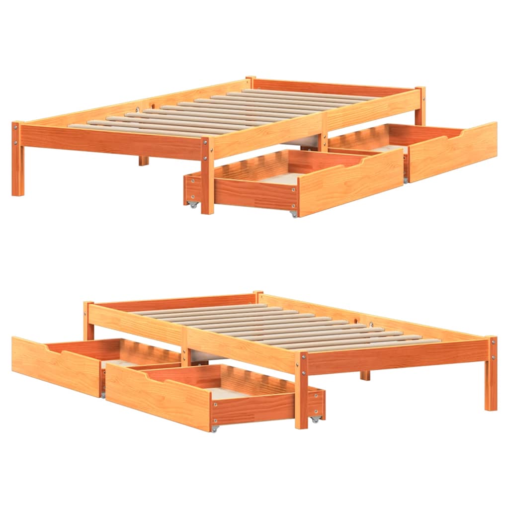 Bedframe zonder matras massief grenenhout wasbruin 90x200 cm is nu te koop bij PeponiXL, paradijselijk wonen!