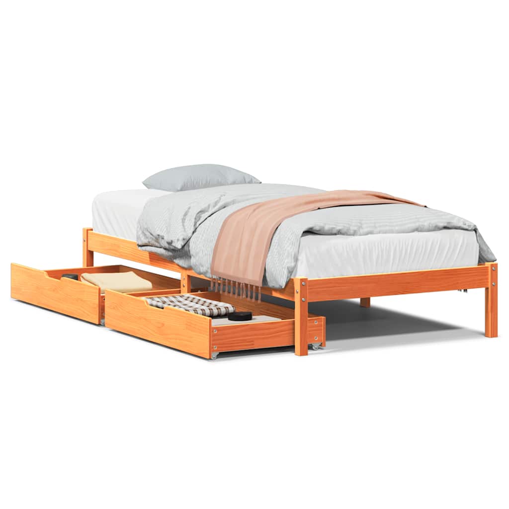 Bedframe zonder matras massief grenenhout wasbruin 100x200 cm is nu te koop bij PeponiXL, paradijselijk wonen!