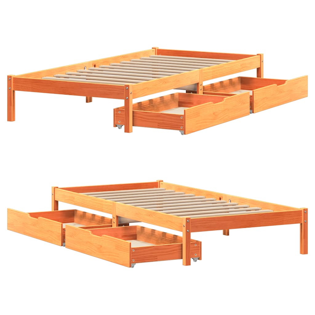 Bedframe zonder matras massief grenenhout wasbruin 100x200 cm is nu te koop bij PeponiXL, paradijselijk wonen!