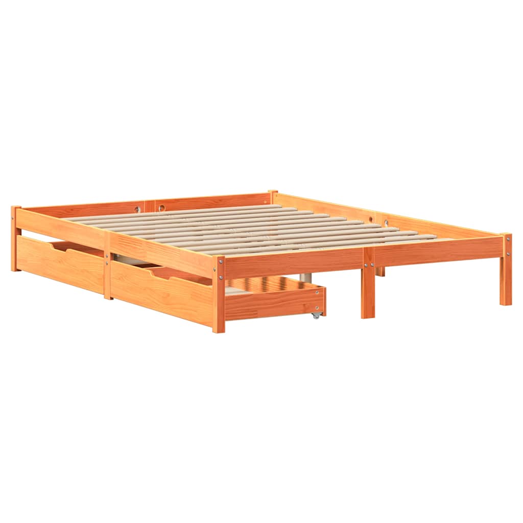 Bedframe zonder matras massief grenenhout wasbruin 140x200 cm is nu te koop bij PeponiXL, paradijselijk wonen!