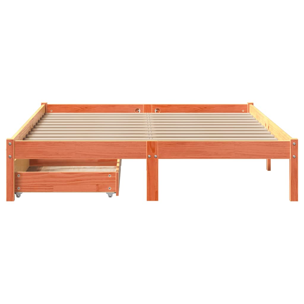 Bedframe zonder matras massief grenenhout wasbruin 140x200 cm is nu te koop bij PeponiXL, paradijselijk wonen!