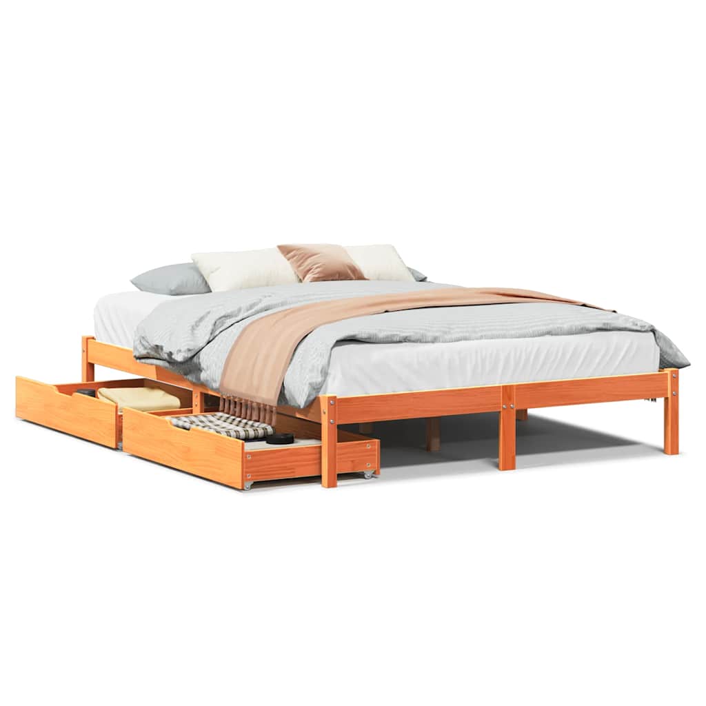 Bedframe zonder matras massief grenenhout wasbruin 150x200 cm is nu te koop bij PeponiXL, paradijselijk wonen!