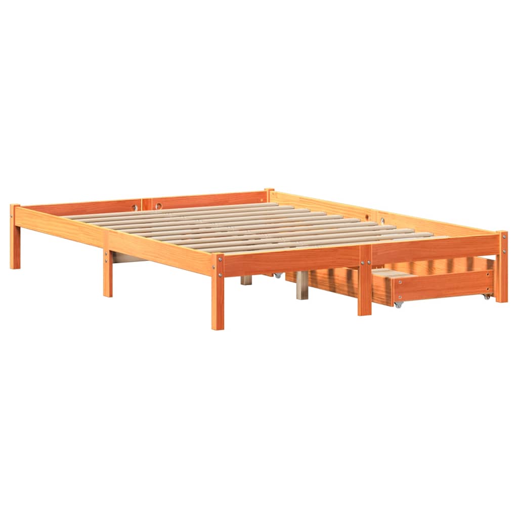 Bedframe zonder matras massief grenenhout wasbruin 150x200 cm is nu te koop bij PeponiXL, paradijselijk wonen!