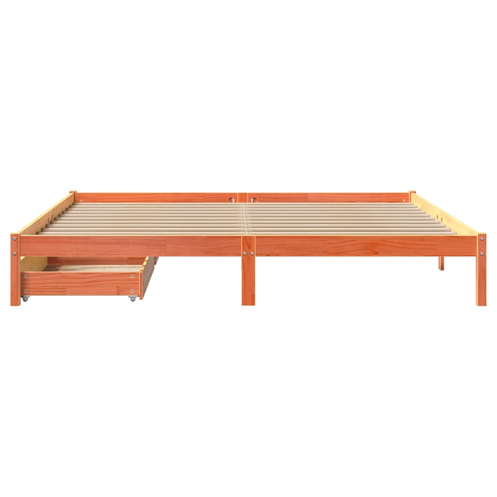 Bedframe zonder matras massief grenenhout wasbruin 200x200 cm is nu te koop bij PeponiXL, paradijselijk wonen!
