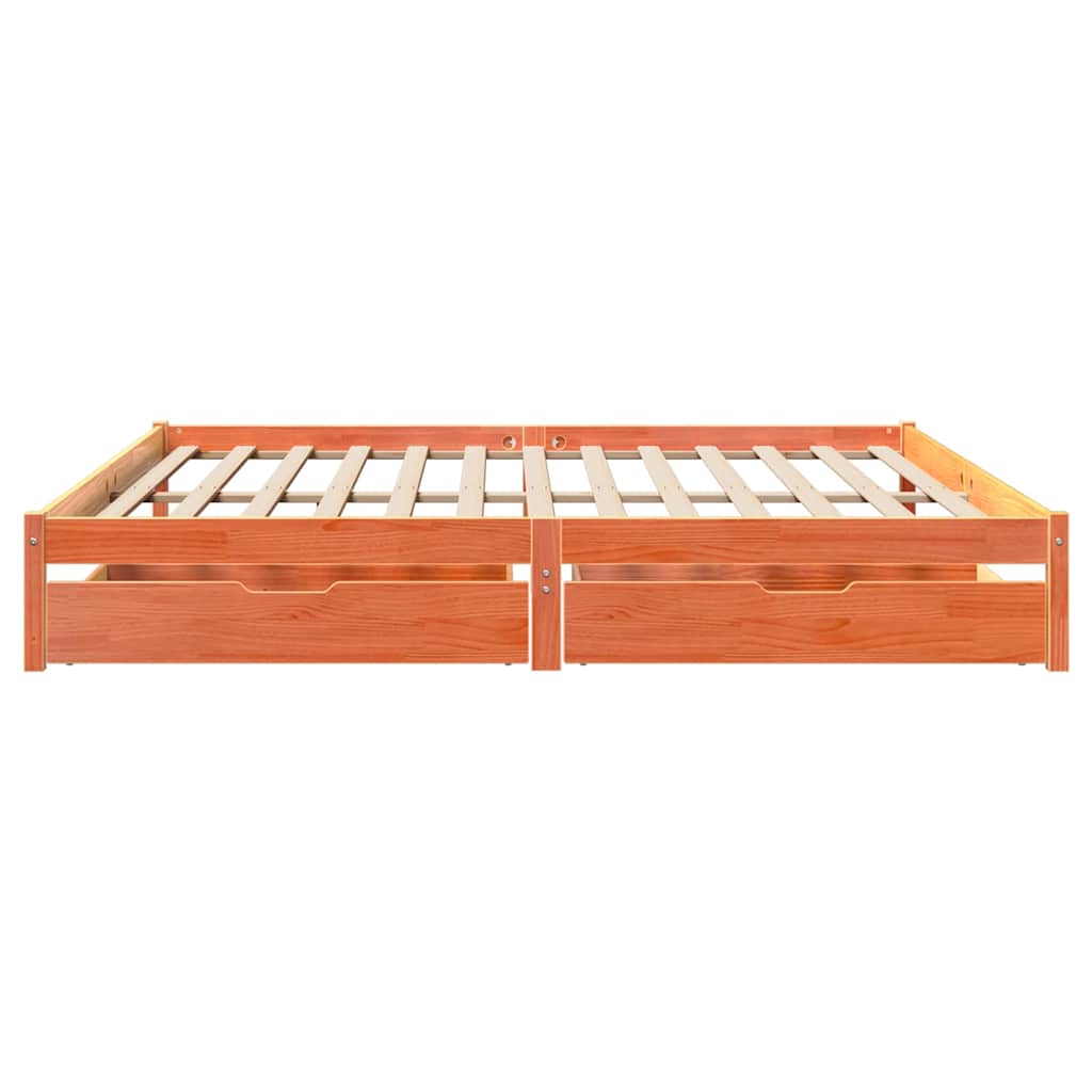 Bedframe zonder matras massief grenenhout wasbruin 200x200 cm is nu te koop bij PeponiXL, paradijselijk wonen!