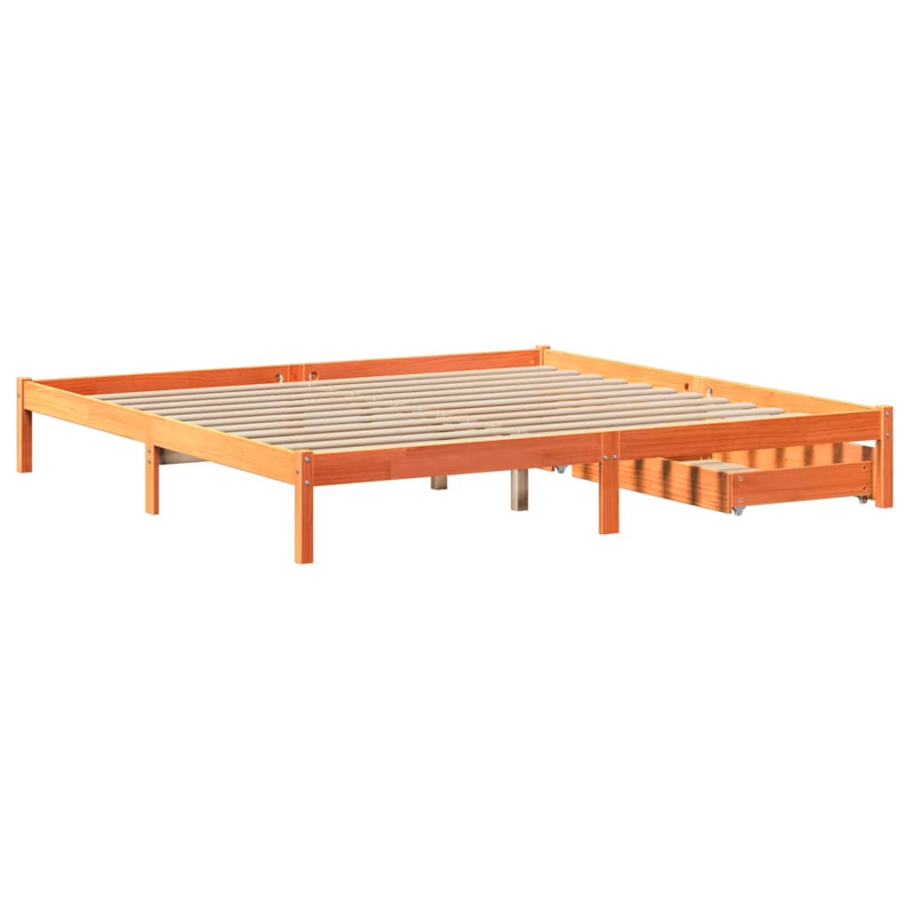 Bedframe zonder matras massief grenenhout wasbruin 200x200 cm is nu te koop bij PeponiXL, paradijselijk wonen!