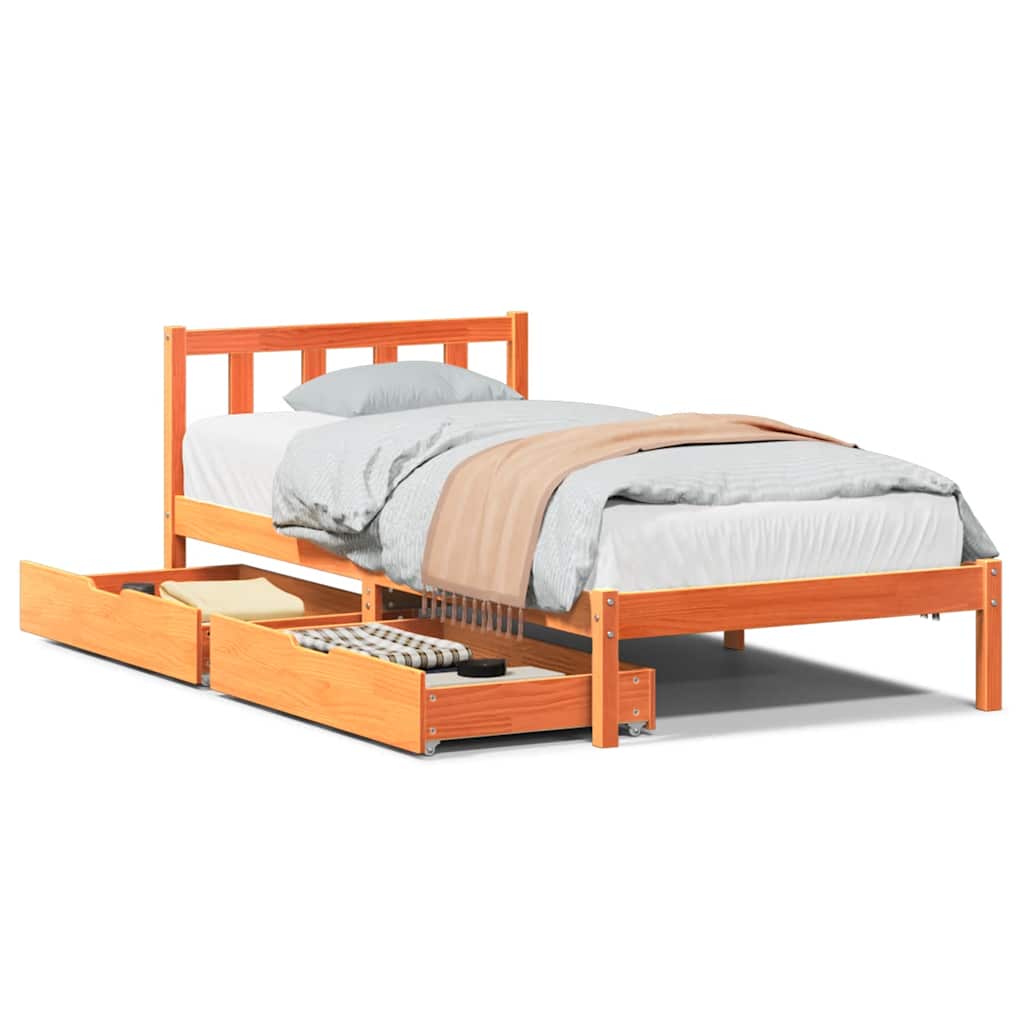 Bedframe zonder matras massief grenenhout wasbruin 100x200 cm is nu te koop bij PeponiXL, paradijselijk wonen!