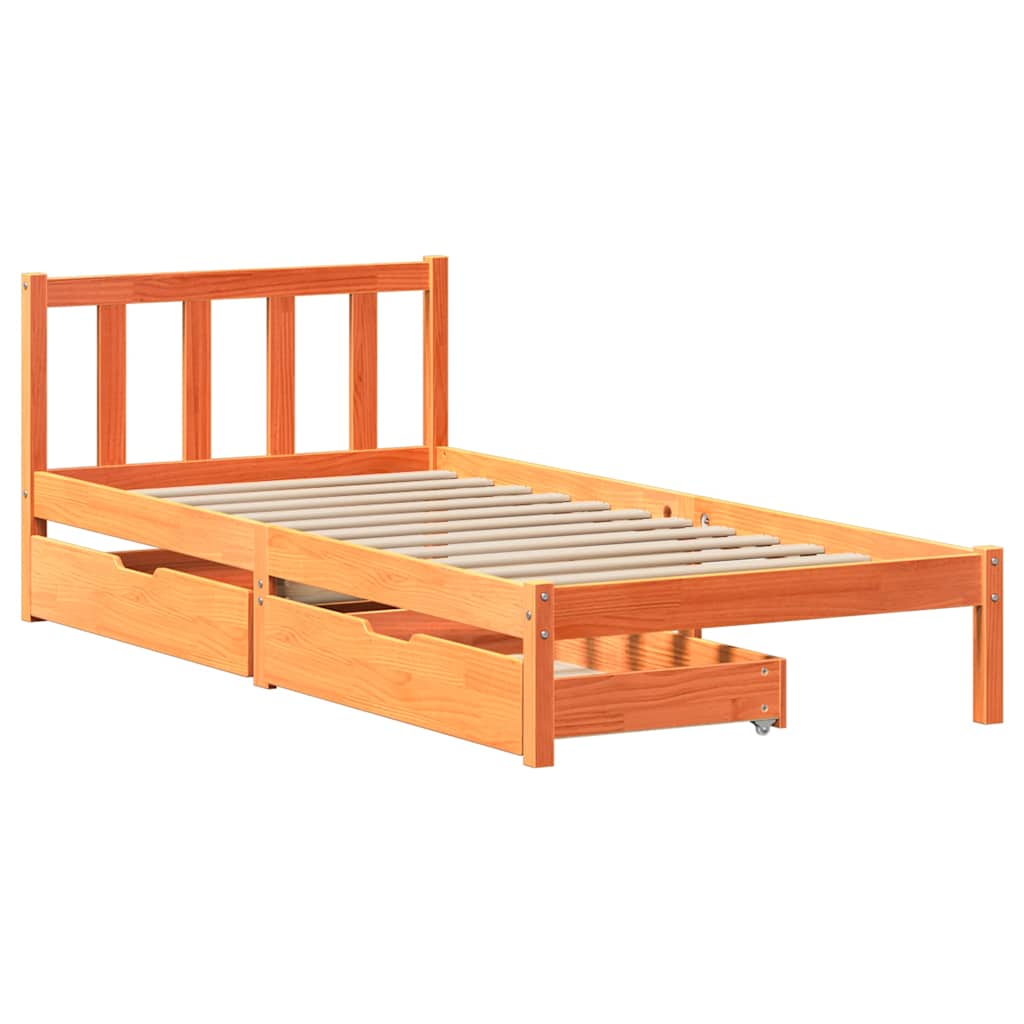 Bedframe zonder matras massief grenenhout wasbruin 100x200 cm is nu te koop bij PeponiXL, paradijselijk wonen!