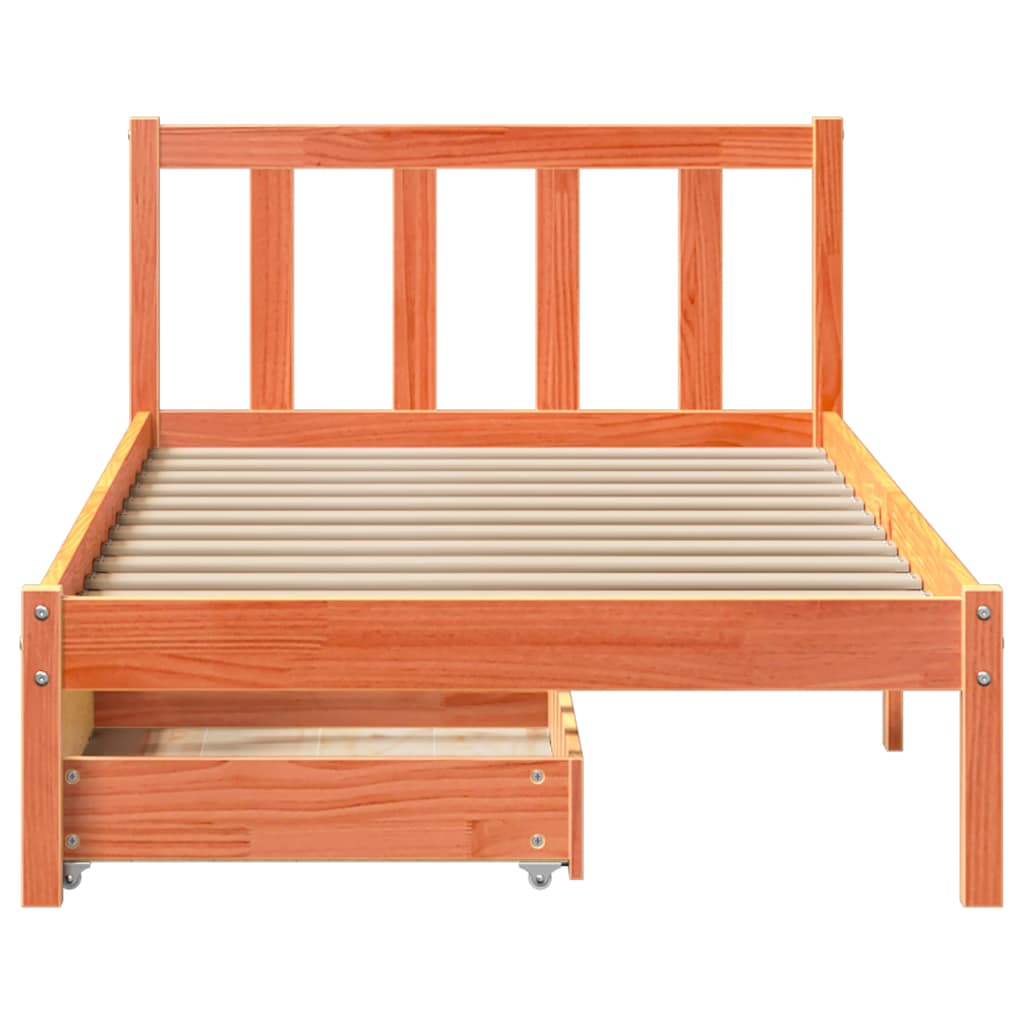 Bedframe zonder matras massief grenenhout wasbruin 100x200 cm is nu te koop bij PeponiXL, paradijselijk wonen!