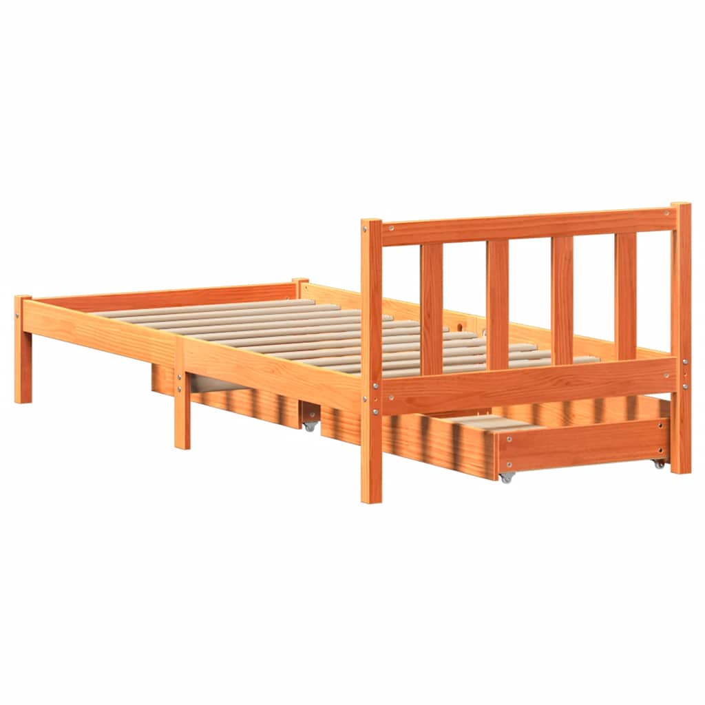 Bedframe zonder matras massief grenenhout wasbruin 100x200 cm is nu te koop bij PeponiXL, paradijselijk wonen!