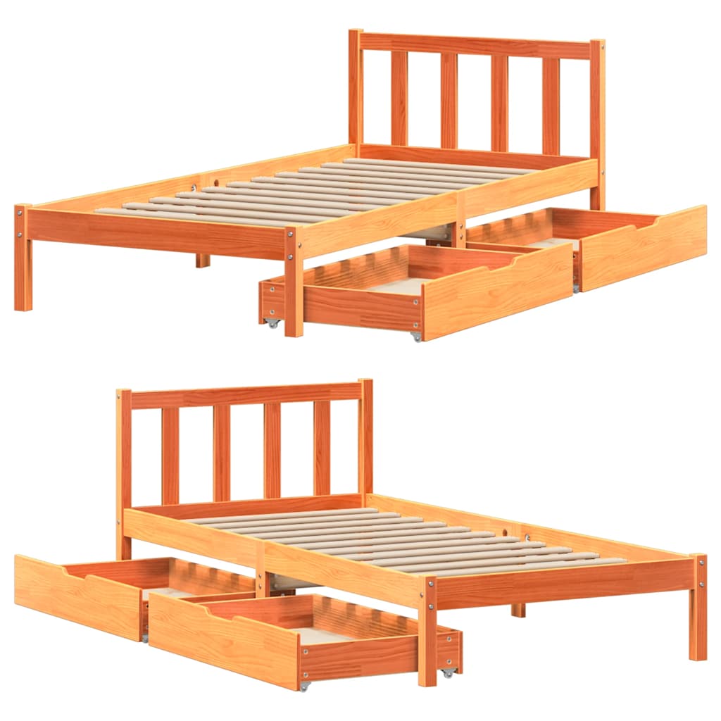 Bedframe zonder matras massief grenenhout wasbruin 100x200 cm is nu te koop bij PeponiXL, paradijselijk wonen!