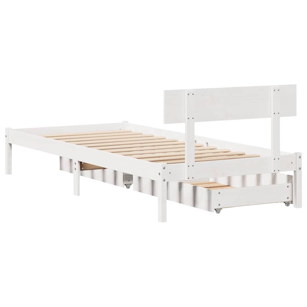 Bedframe zonder matras massief grenenhout wit 75x190 cm is nu te koop bij PeponiXL, paradijselijk wonen!