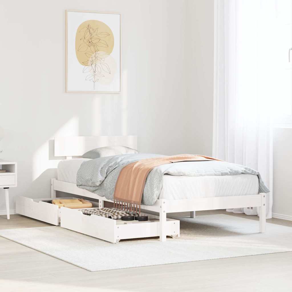 Bedframe zonder matras massief grenenhout wit 75x190 cm is nu te koop bij PeponiXL, paradijselijk wonen!