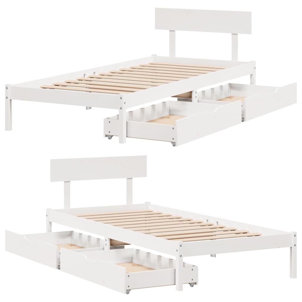 Bedframe zonder matras massief grenenhout wit 90x190 cm is nu te koop bij PeponiXL, paradijselijk wonen!