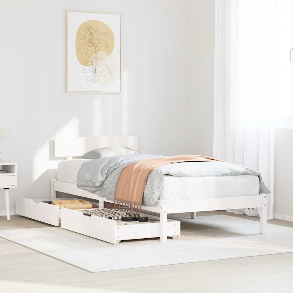 Bedframe zonder matras massief grenenhout wit 90x190 cm is nu te koop bij PeponiXL, paradijselijk wonen!