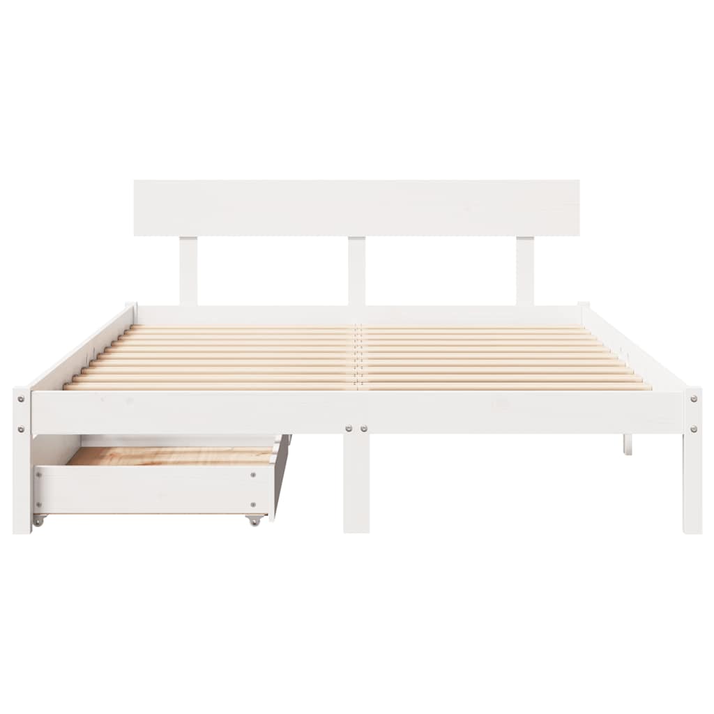 Bedframe zonder matras massief grenenhout wit 120x190 cm is nu te koop bij PeponiXL, paradijselijk wonen!