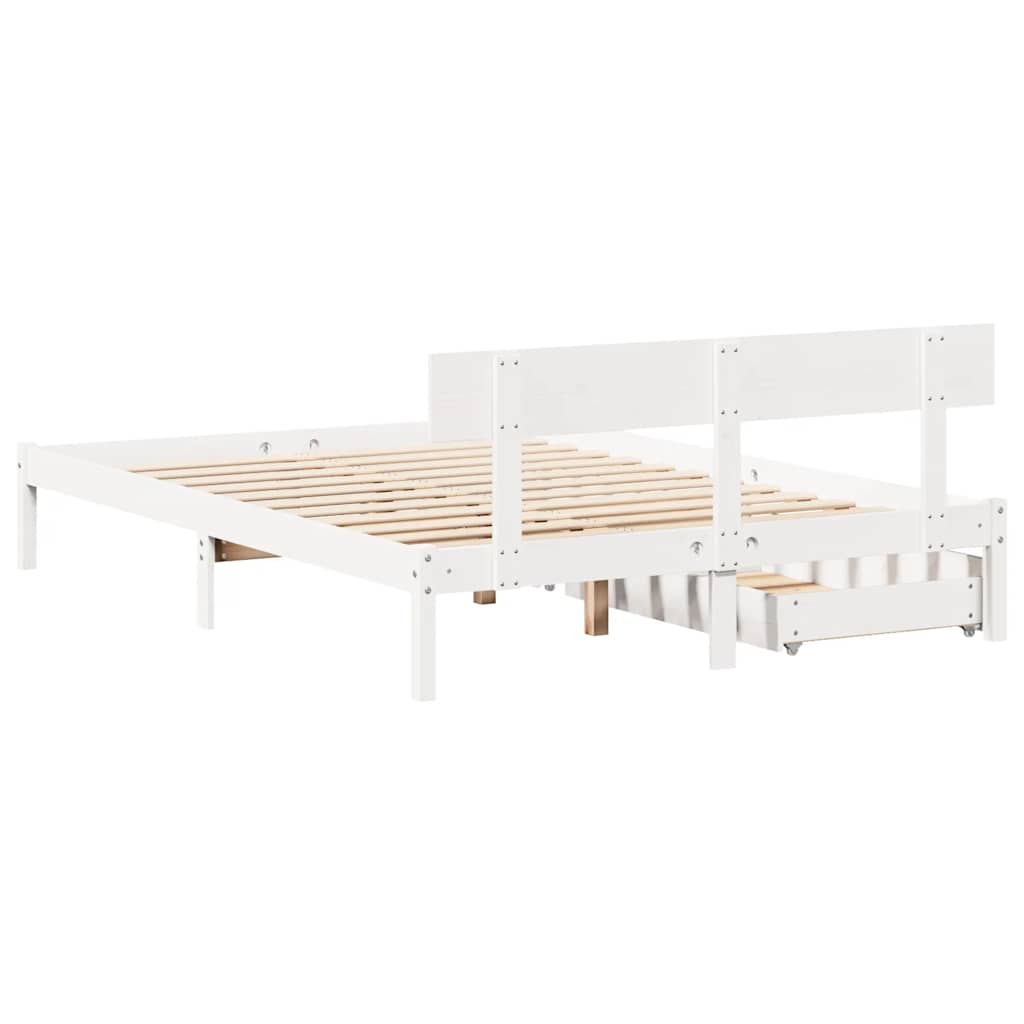 Bedframe zonder matras massief grenenhout wit 120x190 cm is nu te koop bij PeponiXL, paradijselijk wonen!