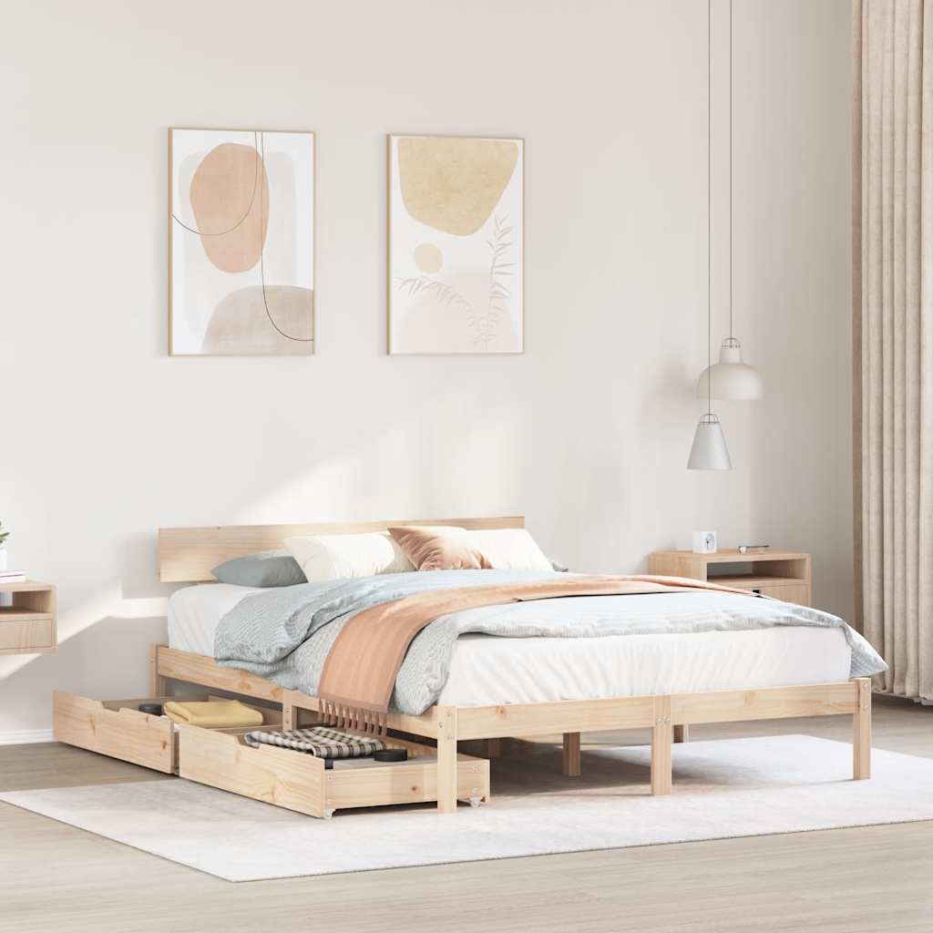 Bedframe zonder matras massief grenenhout 140x190 cm is nu te koop bij PeponiXL, paradijselijk wonen!