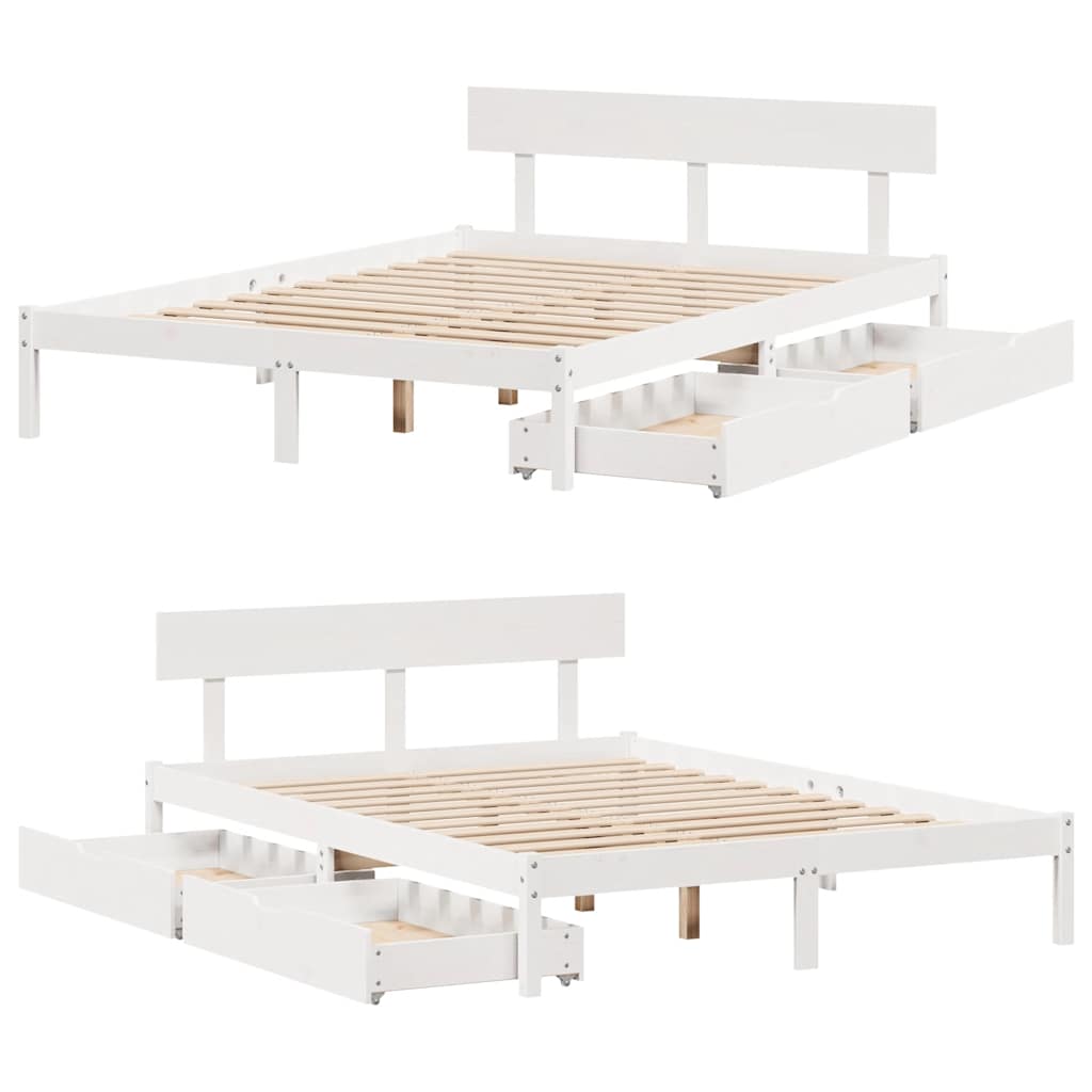 Bedframe zonder matras massief grenenhout wit 140x190 cm is nu te koop bij PeponiXL, paradijselijk wonen!