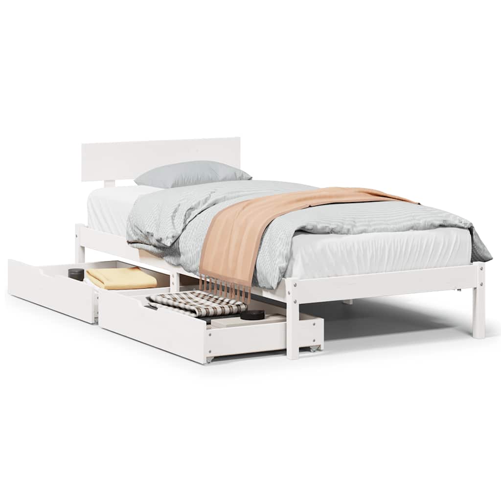 Bedframe zonder matras massief grenenhout wit 90x200 cm is nu te koop bij PeponiXL, paradijselijk wonen!