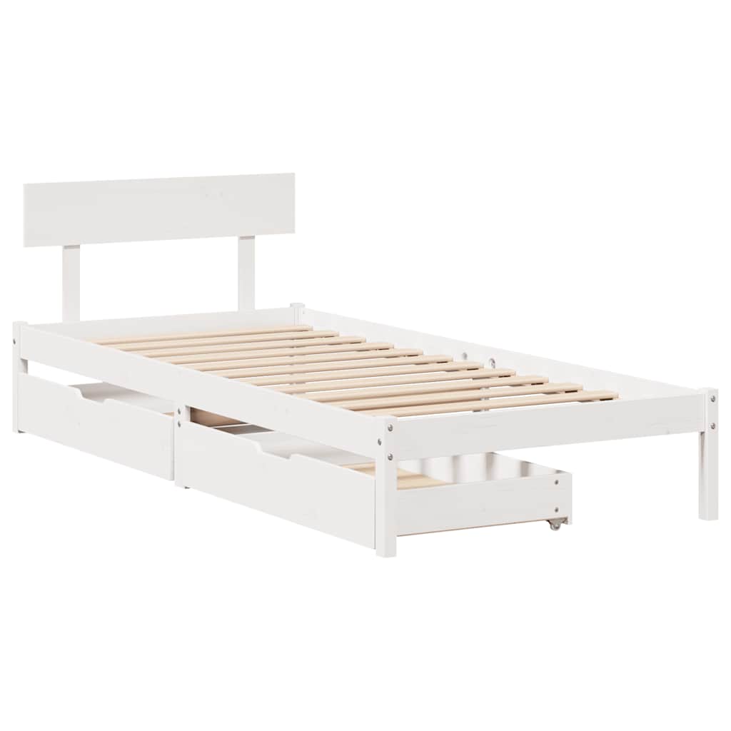 Bedframe zonder matras massief grenenhout wit 90x200 cm is nu te koop bij PeponiXL, paradijselijk wonen!