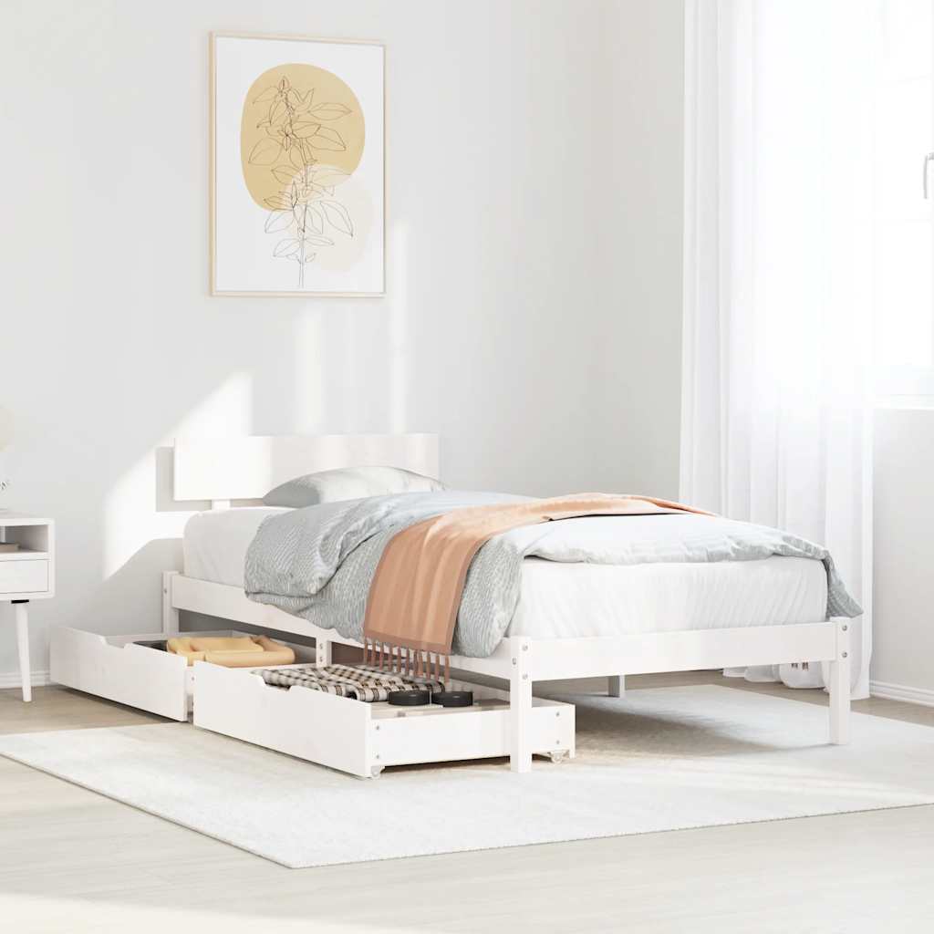 Bedframe zonder matras massief grenenhout wit 90x200 cm is nu te koop bij PeponiXL, paradijselijk wonen!