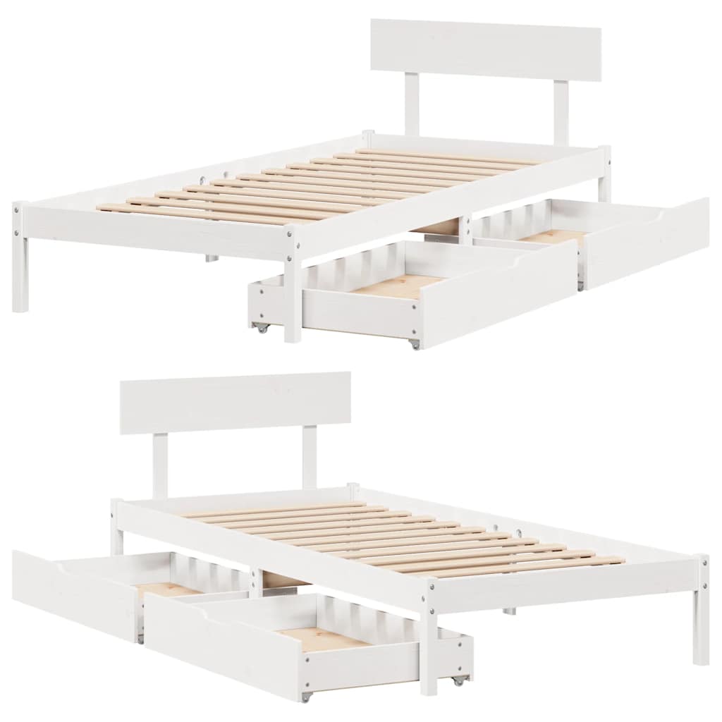 Bedframe zonder matras massief grenenhout wit 140x200 cm is nu te koop bij PeponiXL, paradijselijk wonen!
