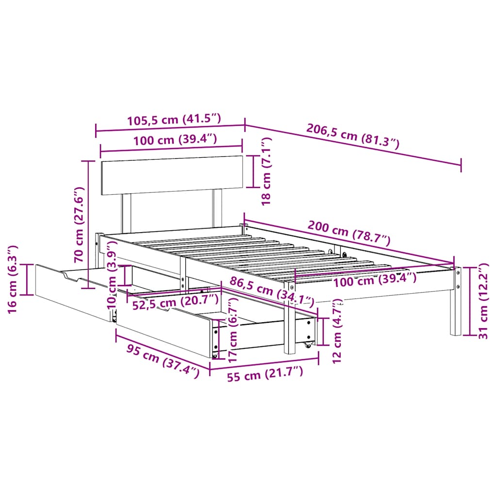 Bedframe zonder matras massief grenenhout wit 140x200 cm is nu te koop bij PeponiXL, paradijselijk wonen!