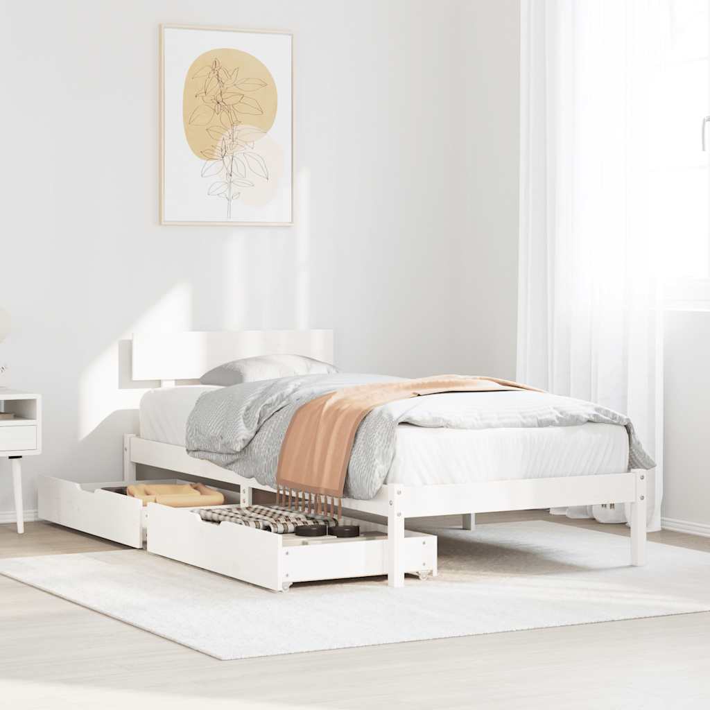 Bedframe zonder matras massief grenenhout wit 140x200 cm is nu te koop bij PeponiXL, paradijselijk wonen!