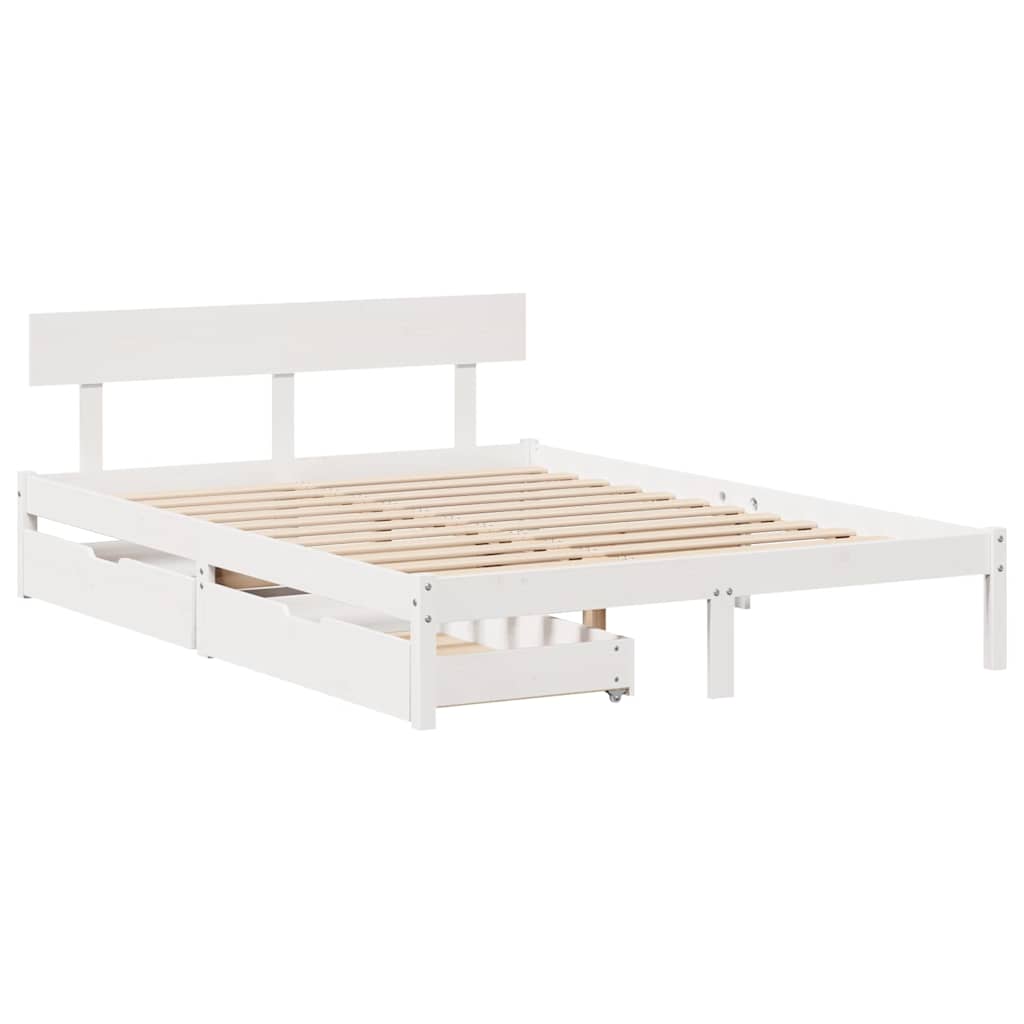 Bedframe zonder matras massief grenenhout wit 120x200 cm is nu te koop bij PeponiXL, paradijselijk wonen!