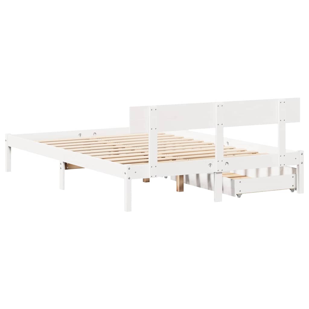 Bedframe zonder matras massief grenenhout wit 120x200 cm is nu te koop bij PeponiXL, paradijselijk wonen!