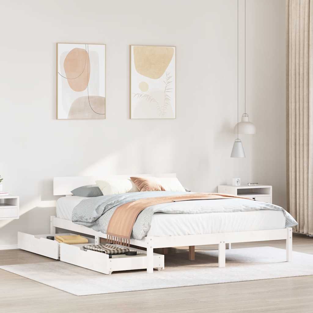 Bedframe zonder matras massief grenenhout wit 120x200 cm is nu te koop bij PeponiXL, paradijselijk wonen!