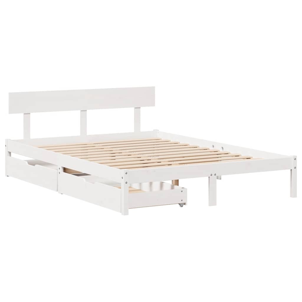 Bedframe zonder matras massief grenenhout wit 140x200 cm is nu te koop bij PeponiXL, paradijselijk wonen!