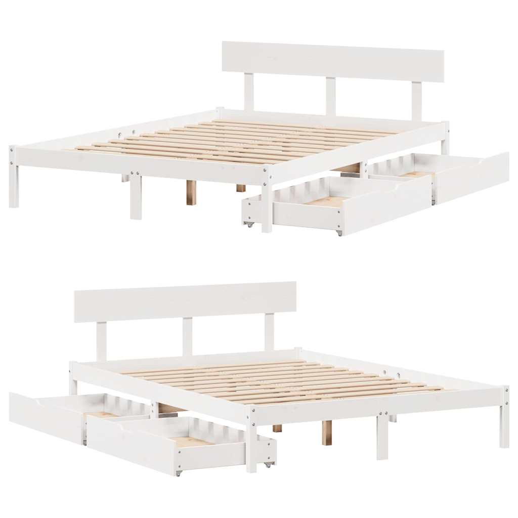 Bedframe zonder matras massief grenenhout wit 140x200 cm is nu te koop bij PeponiXL, paradijselijk wonen!