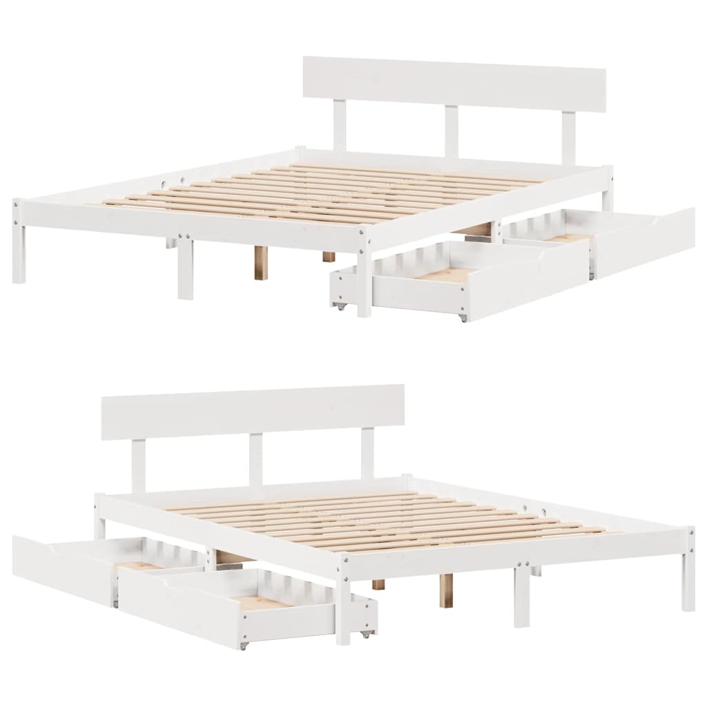 Bedframe zonder matras massief grenenhout wit 150x200 cm is nu te koop bij PeponiXL, paradijselijk wonen!