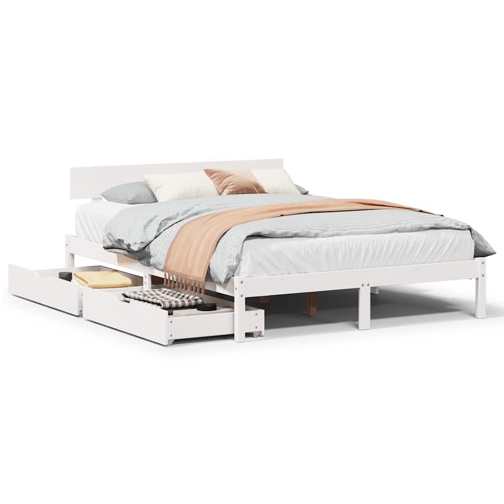 Bedframe zonder matras massief grenenhout wit 160x200 cm is nu te koop bij PeponiXL, paradijselijk wonen!