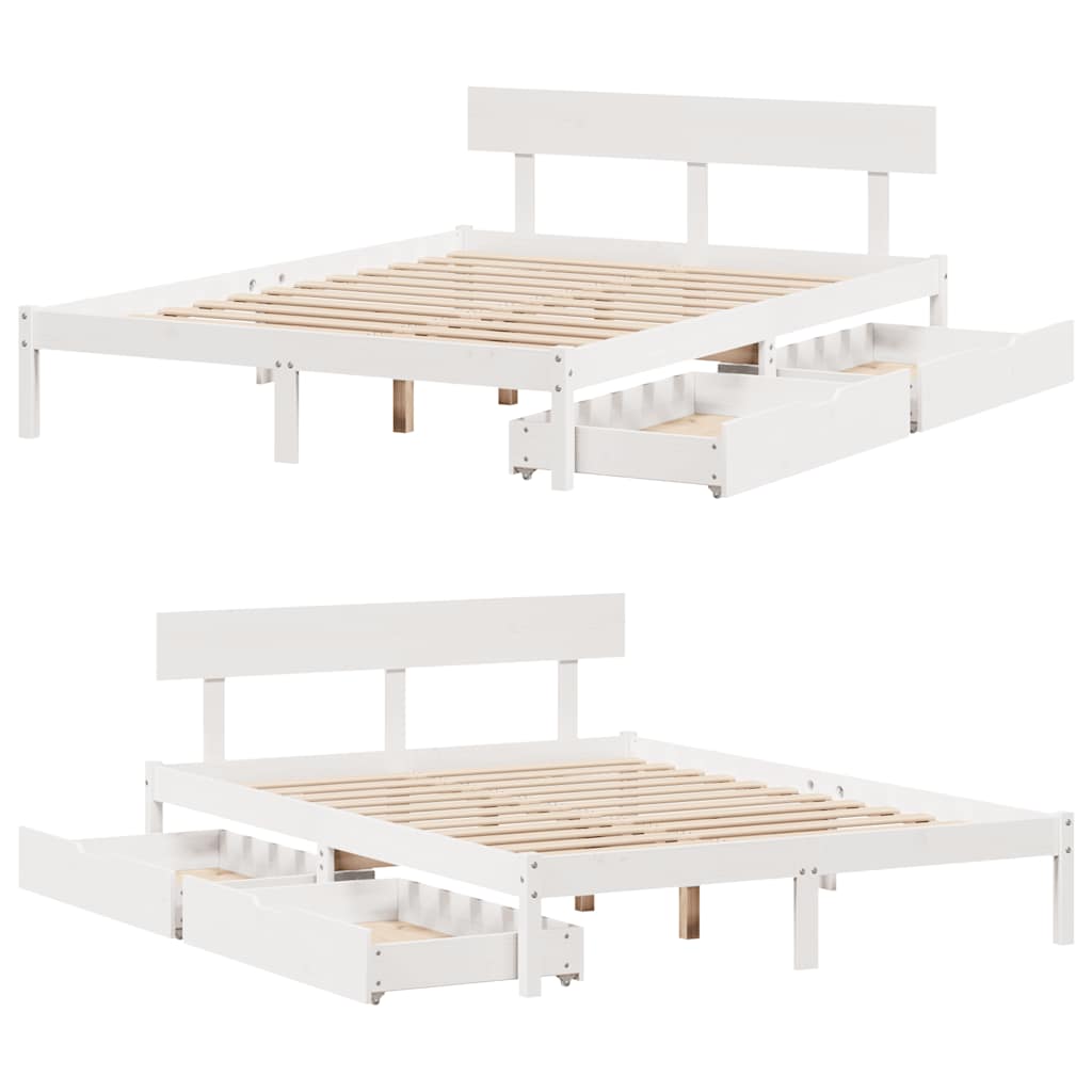 Bedframe zonder matras massief grenenhout wit 160x200 cm is nu te koop bij PeponiXL, paradijselijk wonen!