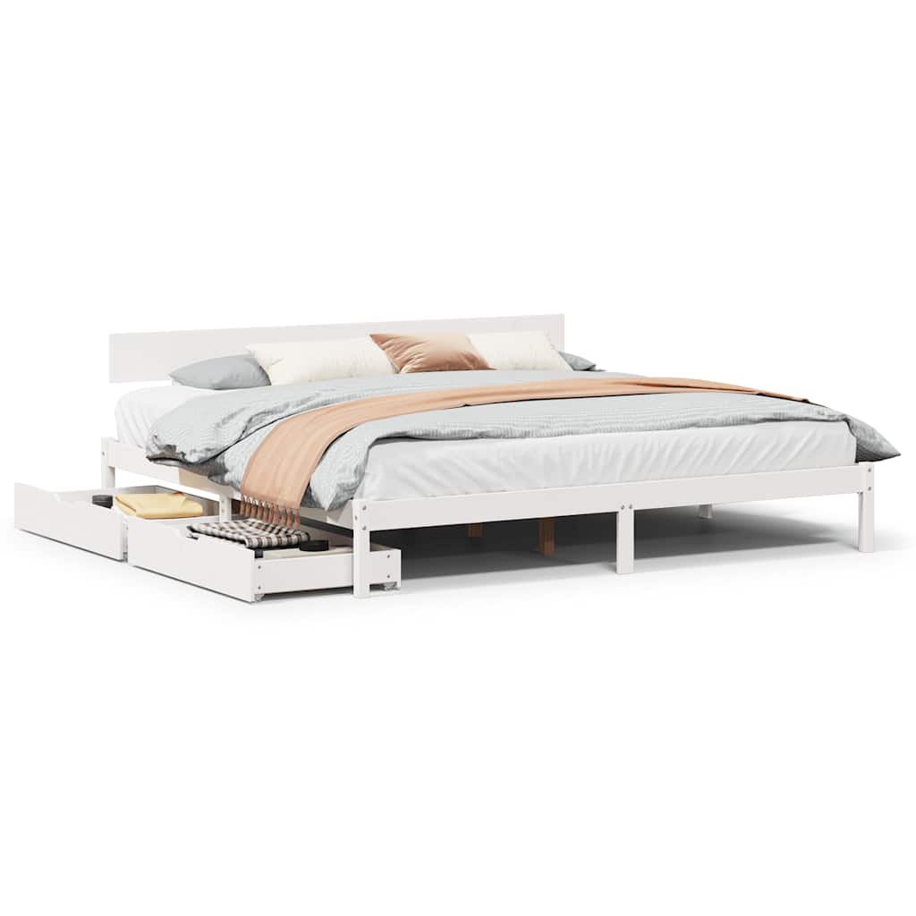 Bedframe zonder matras massief grenenhout wit 180x200 cm is nu te koop bij PeponiXL, paradijselijk wonen!