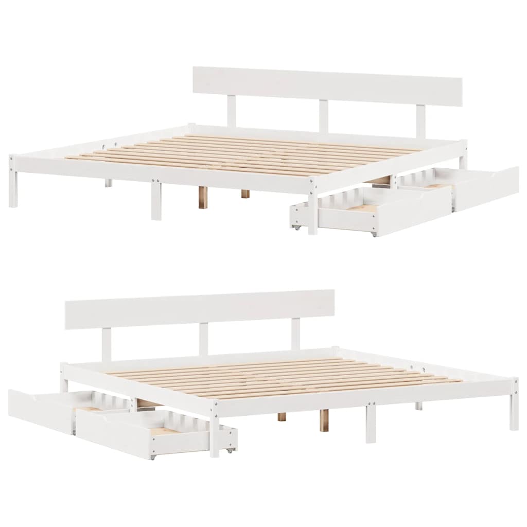 Bedframe zonder matras massief grenenhout wit 180x200 cm is nu te koop bij PeponiXL, paradijselijk wonen!