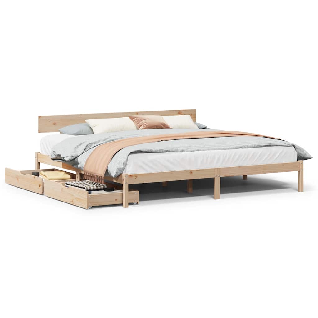 Bedframe zonder matras massief grenenhout 200x200 cm is nu te koop bij PeponiXL, paradijselijk wonen!