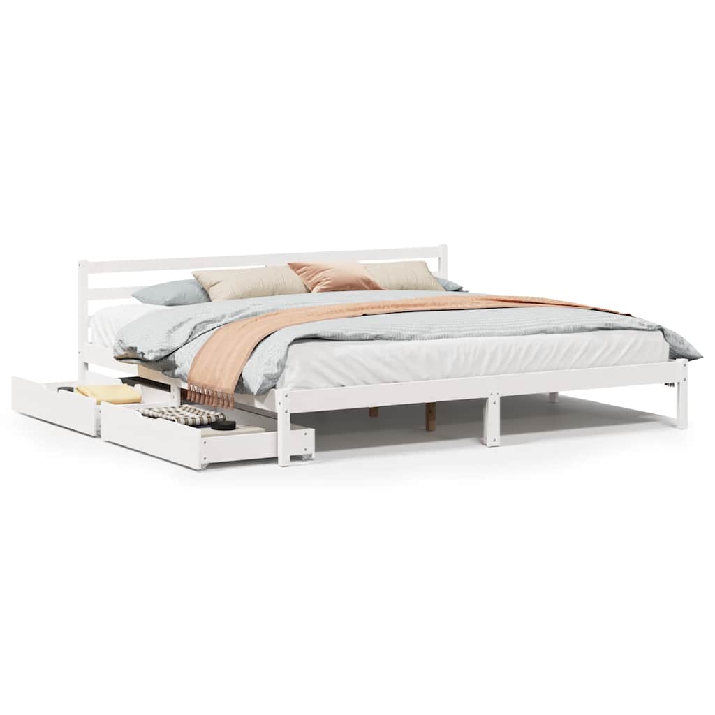Bedframe zonder matras massief grenenhout wit 200x200 cm is nu te koop bij PeponiXL, paradijselijk wonen!