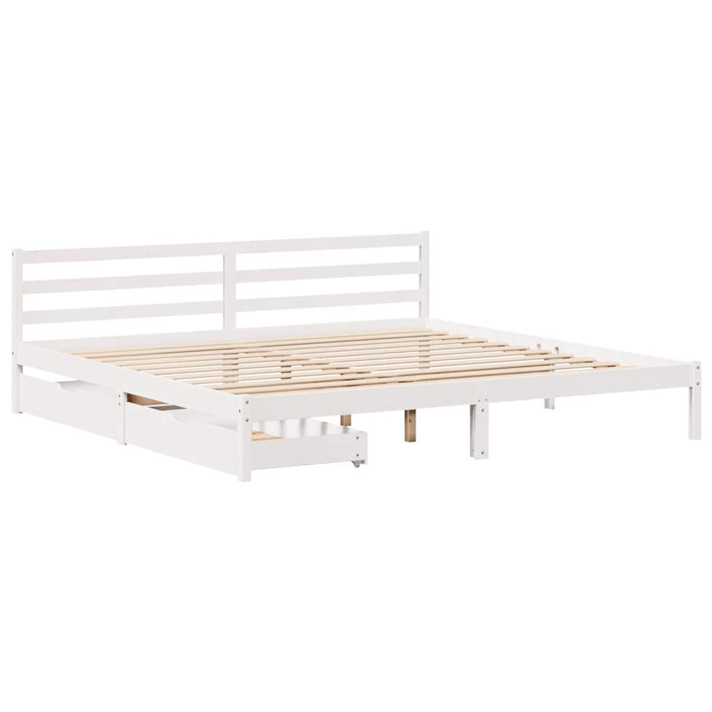 Bedframe zonder matras massief grenenhout wit 200x200 cm is nu te koop bij PeponiXL, paradijselijk wonen!