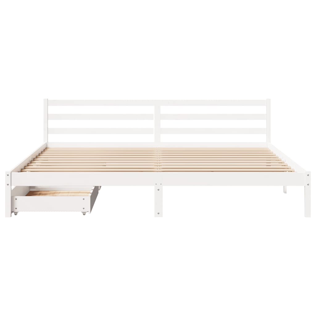 Bedframe zonder matras massief grenenhout wit 200x200 cm is nu te koop bij PeponiXL, paradijselijk wonen!