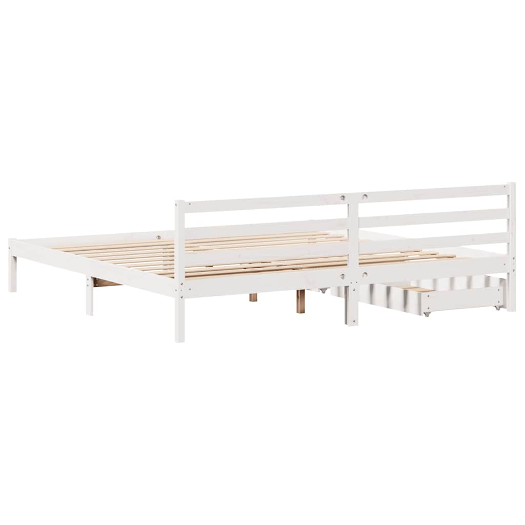 Bedframe zonder matras massief grenenhout wit 200x200 cm is nu te koop bij PeponiXL, paradijselijk wonen!