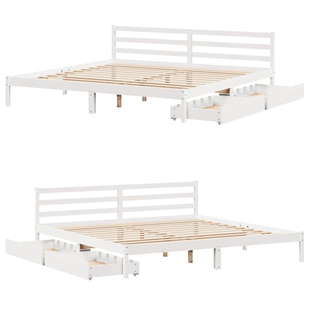 Bedframe zonder matras massief grenenhout wit 200x200 cm is nu te koop bij PeponiXL, paradijselijk wonen!